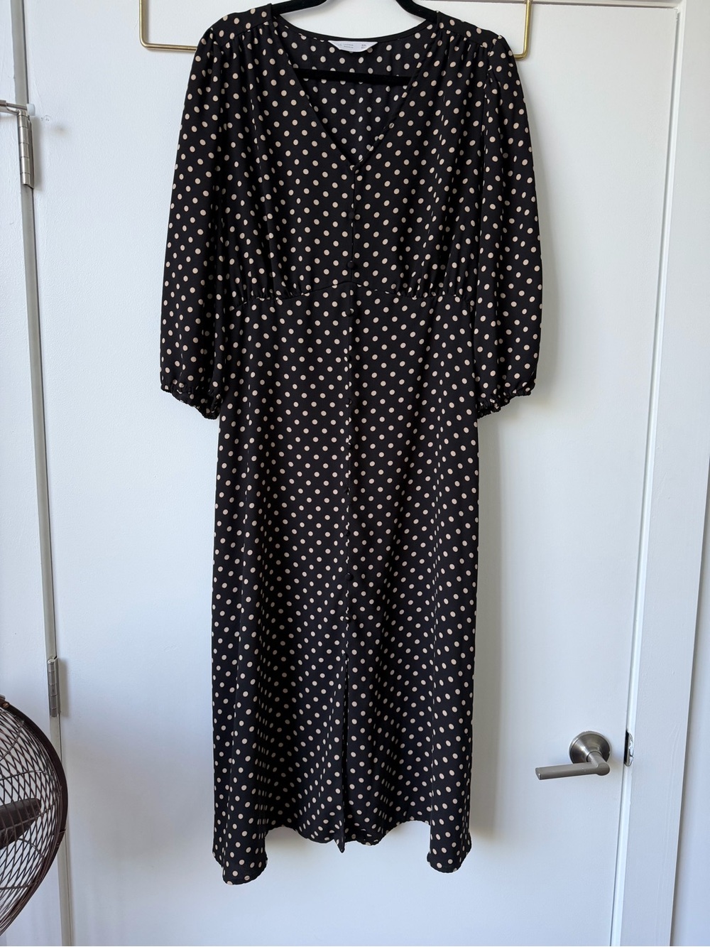 Lauren Conrad Black Polka Dot Midi Dress with Beige Dots